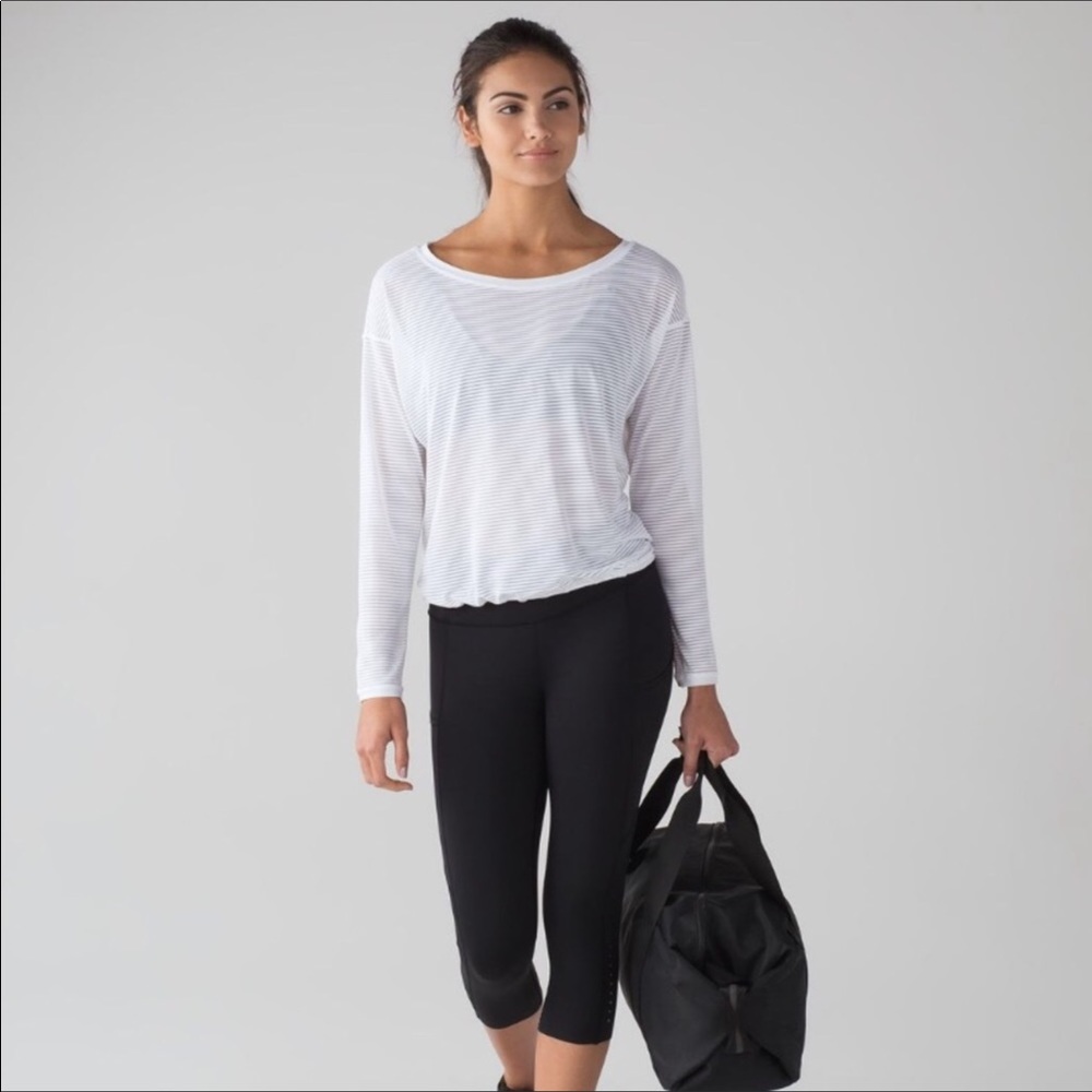 Lululemon Lean In Long Sleeve Sheer Mesh Stripe